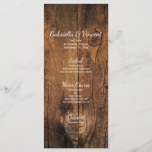 Menu Boots et marguerites de Cowboy Western Mariage Men (Dos)