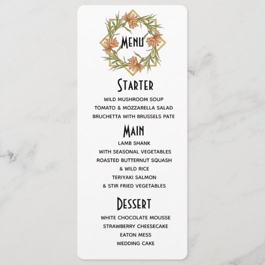 Menu Bord de Pivoine Rose Fardée (Devant)