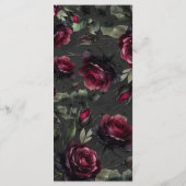 Menu Bordeaux Red Roses Shadowy Grey Floral Mariage (Dos)