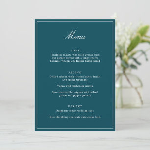 Menu Bordure Classique Formel Bleu Canard Écriture Élég