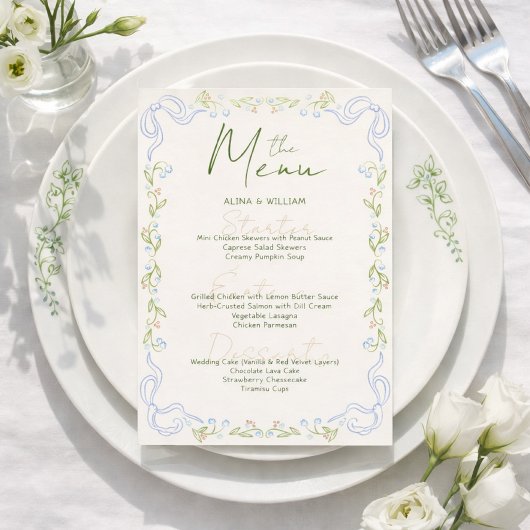 Menu Bordure de nœud floral élégant minimal 