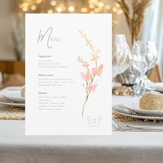 Menu Bordure du Mariage Fleur sauvage Sunny ID1023