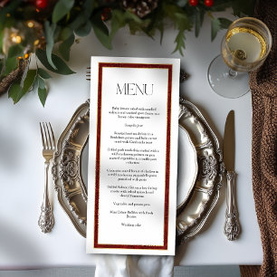 Menu Bordure élégante de Noël rouge damassé