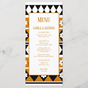 Menu Bordure Fleur Diamant Boho Motif Floral