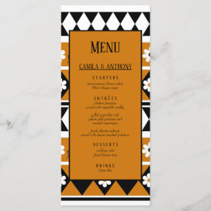 Menu Bordure Fleur Diamant Boho Motif Floral