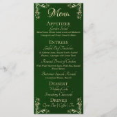 Menu Bordure Ornée & Monogramme Cœur - Émeraude (Devant)