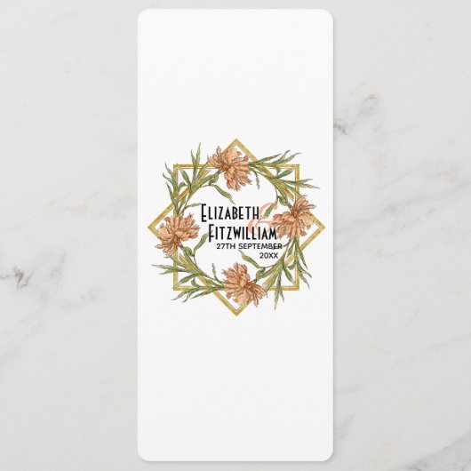 Menu Bordure Pivoine Rose Fardée (Dos)