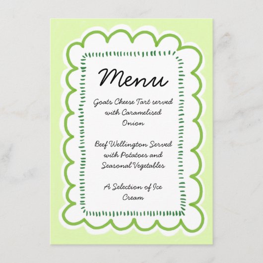 Menu Bordure verte agitée à main (Devant)