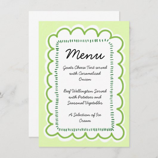 Menu Bordure verte agitée à main (Devant / Derrière)