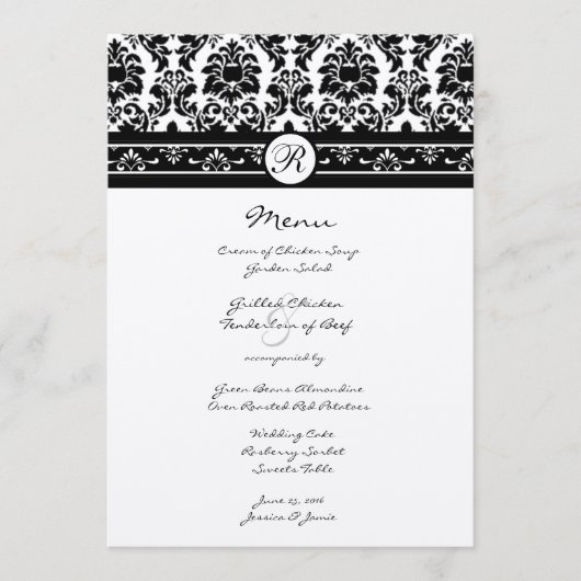 Menu Bordures vintage noir Damas (Devant)