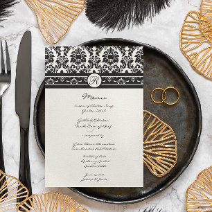 Menu Bordures vintage noir Damas