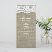 Menu BORlap & Lace Simple Rustic Elegant Wedding (Staand voorkant)
