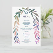 Menu Botanical Watercolor Jewish Event Bar Bat Mitzvah (Debout devant)