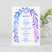 Menu Botanical Watercolor Jewish Event Bar Bat Mitzvah (Debout devant)