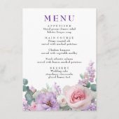 Menu Botanique Floral violet et Mariage rose (Devant)