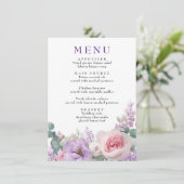 Menu Botanique Floral violet et Mariage rose (Debout devant)