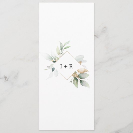 Menu Botanique Foliage Verdure Or Feuille Mariage (Dos)