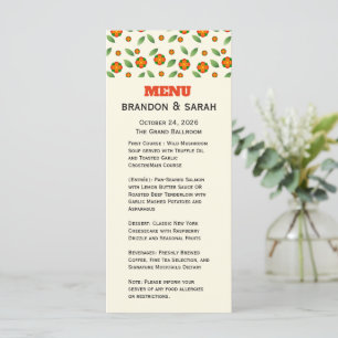 Menu Botanique minimaliste à fleur d'oranger