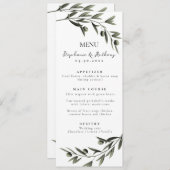 Menu Botanique Olive Branch Feuille Mariage italien (Devant / Derrière)