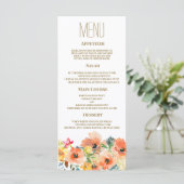 Menu Botanique orange jaune rose Mariage (Debout devant)
