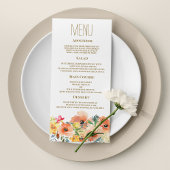 Menu Botanique orange jaune rose Mariage