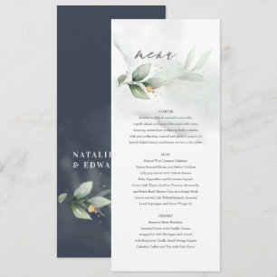 Menu Botanique Personnalisé Mariage Bleu Marine