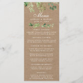 Menu Botanique Verdure Eucalyptus Mariage Kraft (Devant)