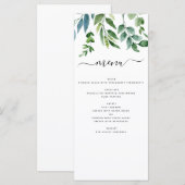 Menu Botanique Verdure Foliage Mariage d'aquarelle (Devant / Derrière)