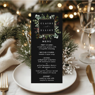 Menu Botanique Verdure Noël Fête Mariage noir