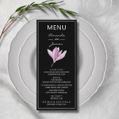 Menu Botanique violet Magnolia Mariage d'aquarelle