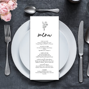 Menu Botaniques Minimalistes Élégantes Mariage en Terre