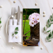 Menu Botte de cowboy Rustique rose Mariage occidental