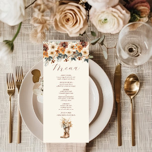 Menu Bottes occidentales en terre cuite florale Mariage