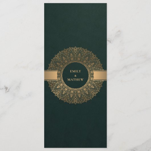 MENU BOTTLE VERT OR CLASSIQUE ORNATE MANDALA MARIAGE (Dos)