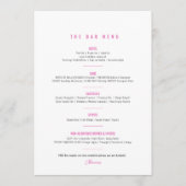 Menu Bougainvillea rose violet aquarelle bar mariage (Devant)