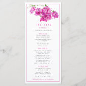 Menu Bougainvillea rose violet mariage d'aquarelle (Devant)