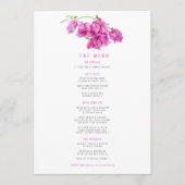 Menu Bougainvillea rose violet mariage d'aquarelle (Devant)