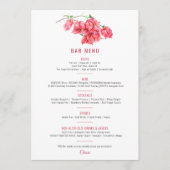Menu Bougainvillea rouge rose mariage Bar (Devant)