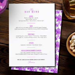 Menu Bougainvillea violet aquarelle bar mariage