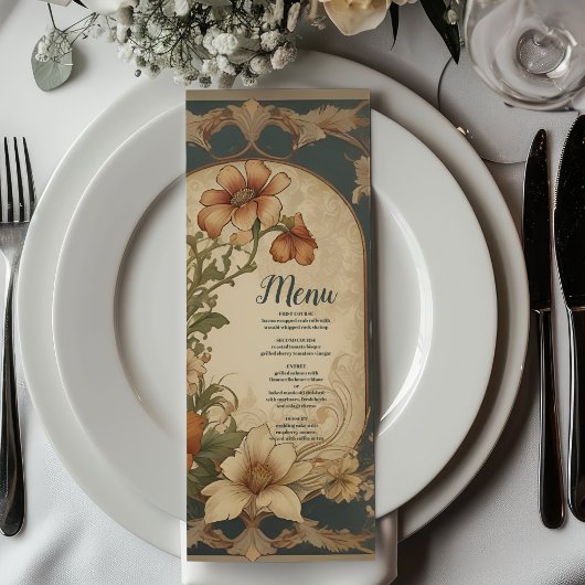 Menu Bougainvilliers vintages Mariage Art nouveau