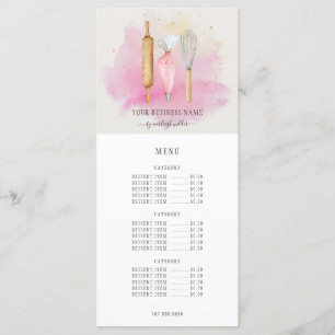 Menu Boulangerie Pâtisserie Chef boulanger Ustensiles R