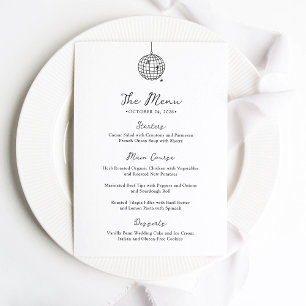 Menu Boule Disco Minimale   Mariage noir et blanc