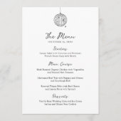 Menu Boule Disco Minimale | Mariage noir et blanc (Devant)
