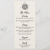Menu Boule Disco Rétro Mariage Dessinée à la Main (Devant)