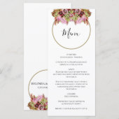 Menu Bouquet de fleurs sauvages rustique pour mariage (Devant / Derrière)