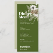 Menu Bouquet de forêt d'hiver vert et blanc Mariage mod (Devant / Derrière)