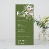 Menu Bouquet de forêt d'hiver vert et blanc Mariage mod (Debout devant)