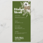 Menu Bouquet de forêt d'hiver vert et blanc Mariage mod (Devant)