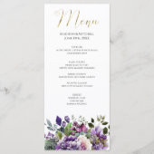 Menu Bouquet de peinture à l'eau Violet Pourpre Écritur (Devant)