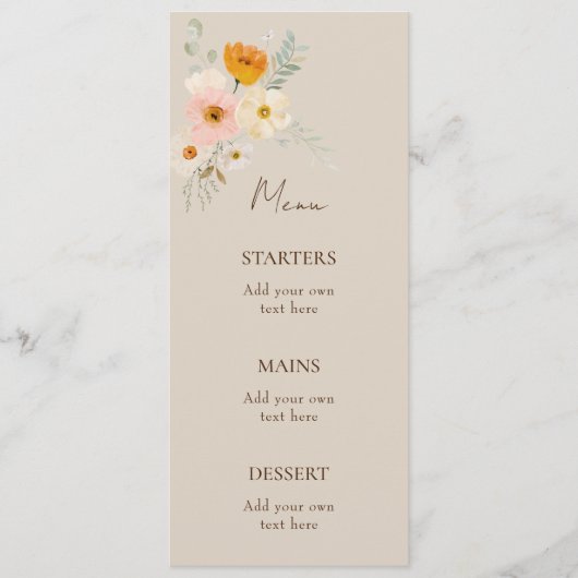 Menu bouquet délicat Baptême (Devant)